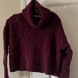 LOFT Women's Rich Burgundy Cowl Neck Sweater